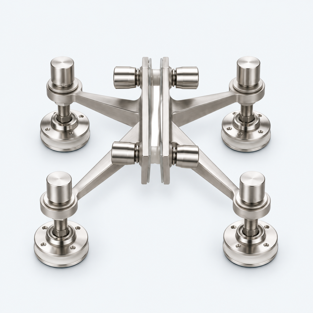 Stainless steel spider fitting for glass installation